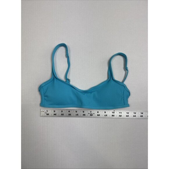 California Waves Juniors XS Bralette Ribbed Knit Swim Top Turquoise NWT - Picture 5 of 15